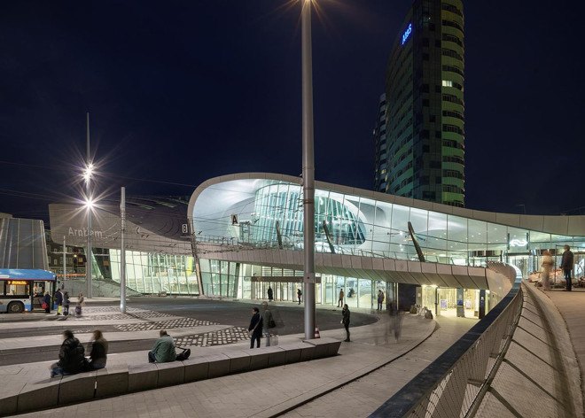 UN Studio, Arnhem station, terminal building, public transport, masterplan, concrete, green architecture
