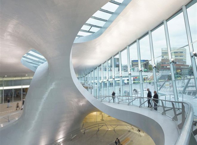 UN Studio, Arnhem station, terminal building, public transport, masterplan, concrete, green architecture