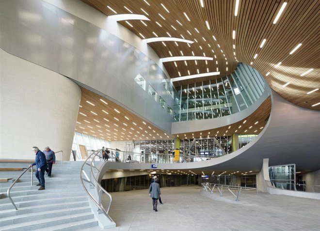 UN Studio, Arnhem station, terminal building, public transport, masterplan, concrete, green architecture