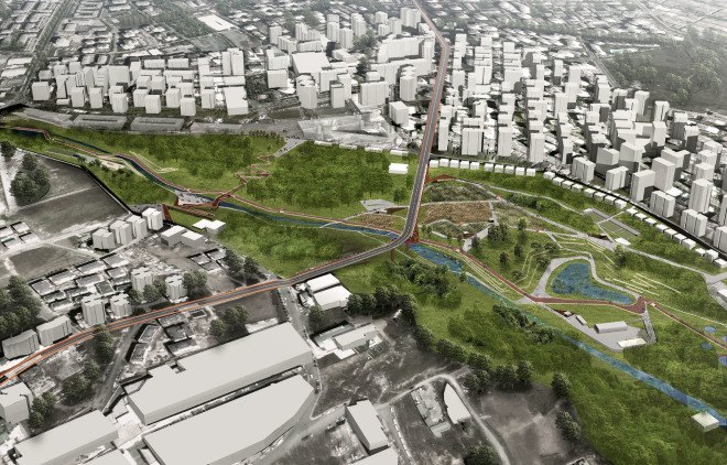Salon Architects, Keeping the Valley Alive, Beylikdüzü, Istanbul, Turkish architects, green master plan, pedestrian bridge, bicycle paths, pedestrian paths, observation decks