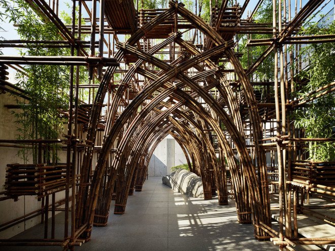 Vo Trong Nghia Architects, bamboo forest, bamboo, traditional techniques, Tokyo, temporary pavilion, pavilion, bamboo pavilion, green structure, Vietnam