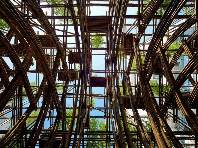 Vo Trong Nghia Architects, bamboo forest, bamboo, traditional techniques, Tokyo, temporary pavilion, pavilion, bamboo pavilion, green structure, Vietnam
