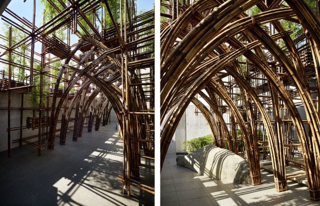 Vo Trong Nghia Architects, bamboo forest, bamboo, traditional techniques, Tokyo, temporary pavilion, pavilion, bamboo pavilion, green structure, Vietnam