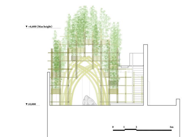 Vo Trong Nghia Architects, bamboo forest, bamboo, traditional techniques, Tokyo, temporary pavilion, pavilion, bamboo pavilion, green structure, Vietnam