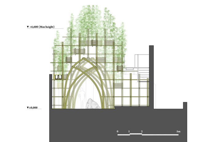 Vo Trong Nghia Architects, bamboo forest, bamboo, traditional techniques, Tokyo, temporary pavilion, pavilion, bamboo pavilion, green structure, Vietnam