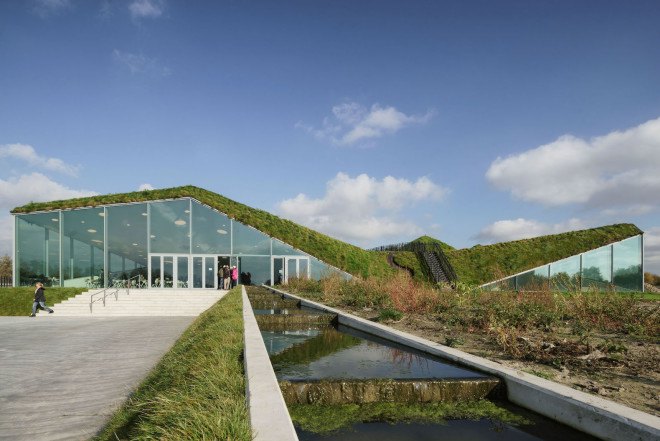 Biesbosch, Studio Marco Vermeulen, Biesbosch Museum, Biesbosch Museum by Studio Marco Vermeulen, Noordwaard, museum design, green roof, renovation, Werkendam, pyramid architecture