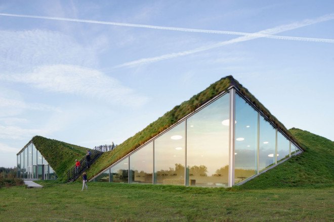 Biesbosch, Studio Marco Vermeulen, Biesbosch Museum, Biesbosch Museum by Studio Marco Vermeulen, Noordwaard, museum design, green roof, renovation, Werkendam, pyramid architecture