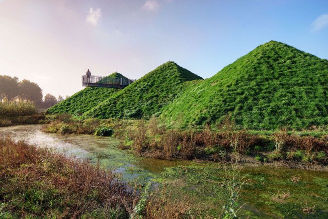 Biesbosch, Studio Marco Vermeulen, Biesbosch Museum, Biesbosch Museum by Studio Marco Vermeulen, Noordwaard, museum design, green roof, renovation, Werkendam, pyramid architecture