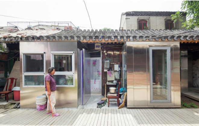Plugin modular system, prefab architecture, prefab, The Dashilar Project, People's Architecture Office, green architecture, urban renewal, urban regeneration, prefab panels, China, Beijing