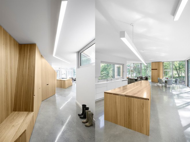 green roof, Paul Bernier, Lac Grenier, House on Lac Grenier, House on Lac Grenier by Paul Bernier, Montreal, timber house, cedar, cedar clad architecture, cedar clad house, timber architecture, cantilever, hickory units, daylight, natural lighting, patina,