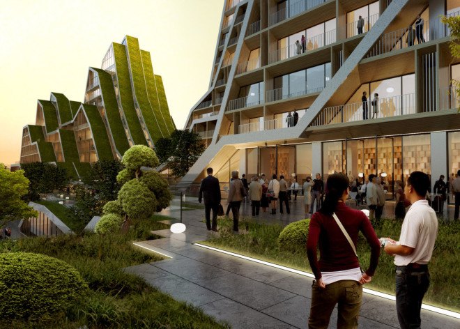 Hualien Wellness & Residential development, Taiwan, BIG, Bjarke Ingels Group, green roof, holiday home, active lifestyle, floor-to-ceiling windows, vernacular architecture, green architecture