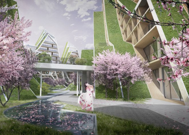 Hualien Wellness & Residential development, Taiwan, BIG, Bjarke Ingels Group, green roof, holiday home, active lifestyle, floor-to-ceiling windows, vernacular architecture, green architecture