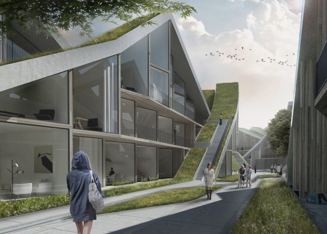 Hualien Wellness & Residential development, Taiwan, BIG, Bjarke Ingels Group, green roof, holiday home, active lifestyle, floor-to-ceiling windows, vernacular architecture, green architecture