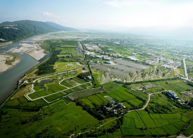 Hualien Wellness & Residential development, Taiwan, BIG, Bjarke Ingels Group, green roof, holiday home, active lifestyle, floor-to-ceiling windows, vernacular architecture, green architecture
