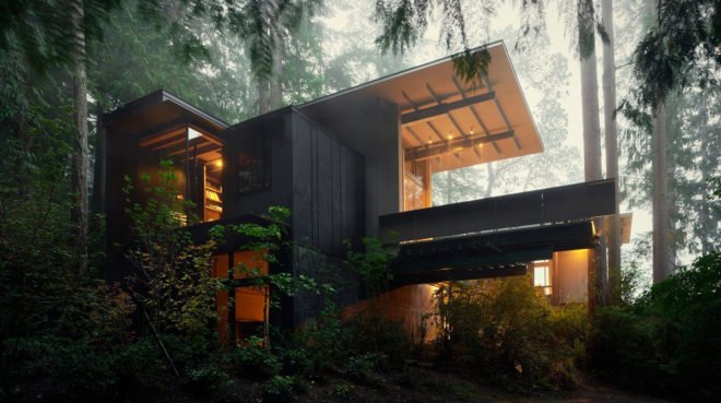 Jim Olson, Jim Olson's cabin, Ok Cabin, longbranch cabin, Olson Kundig Architects, archictecture, cabin design, log cabin, nature designs, nature inspired architecture, architects' home design, washington architecture, pugent sound cabin, cabin architecture, green design, sustainable design
