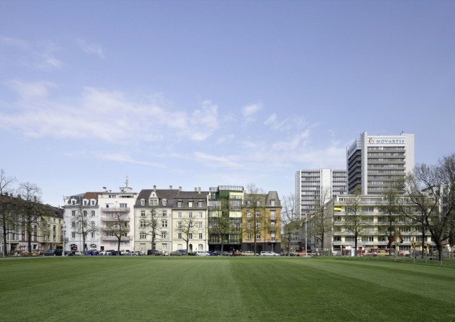 HHF Architects, Lichtstrasse, Basel, Switzerland, green renovation, courtyard, trellis design, metal facade