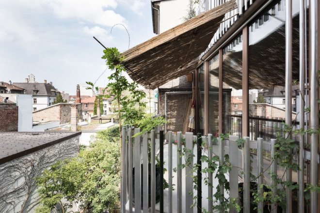 HHF Architects, Lichtstrasse, Basel, Switzerland, green renovation, courtyard, trellis design, metal facade
