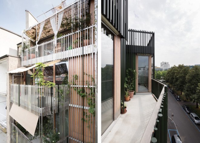 HHF Architects, Lichtstrasse, Basel, Switzerland, green renovation, courtyard, trellis design, metal facade