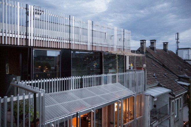 HHF Architects, Lichtstrasse, Basel, Switzerland, green renovation, courtyard, trellis design, metal facade