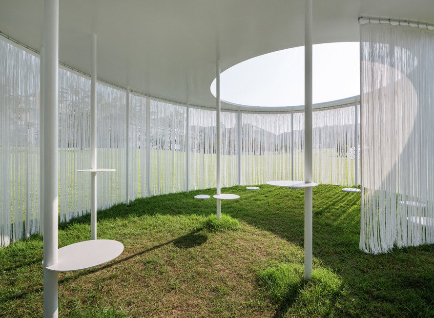 Oasis pavilion, OBBA, Seoul, South Korea, Alvaro Siza, Amore Pacific Research and Design Center, temporary pavilion, temporary architecture, temporary shelter, outdoor exhibition, art exhibition
