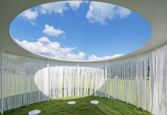 Oasis pavilion, OBBA, Seoul, South Korea, Alvaro Siza, Amore Pacific Research and Design Center, temporary pavilion, temporary architecture, temporary shelter, outdoor exhibition, art exhibition