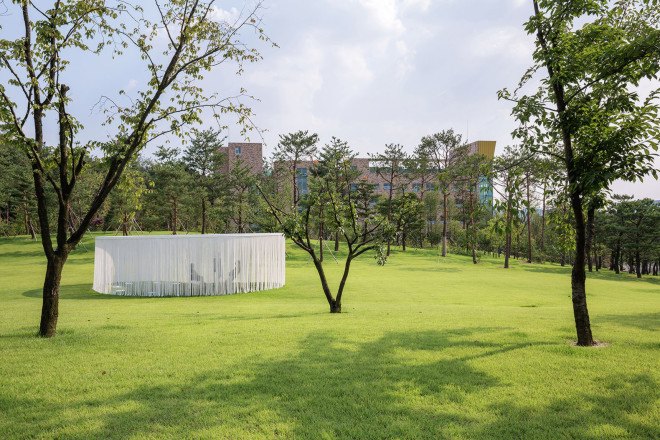 Oasis pavilion, OBBA, Seoul, South Korea, Alvaro Siza, Amore Pacific Research and Design Center, temporary pavilion, temporary architecture, temporary shelter, outdoor exhibition, art exhibition