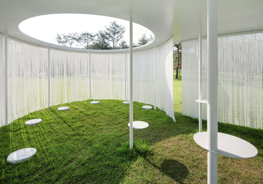 Oasis pavilion, OBBA, Seoul, South Korea, Alvaro Siza, Amore Pacific Research and Design Center, temporary pavilion, temporary architecture, temporary shelter, outdoor exhibition, art exhibition