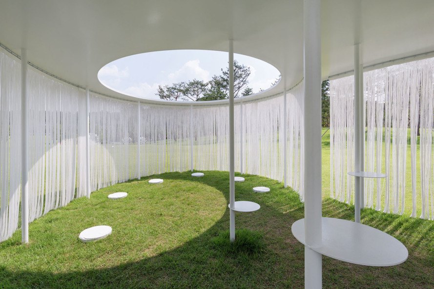 Oasis pavilion, OBBA, Seoul, South Korea, Alvaro Siza, Amore Pacific Research and Design Center, temporary pavilion, temporary architecture, temporary shelter, outdoor exhibition, art exhibition