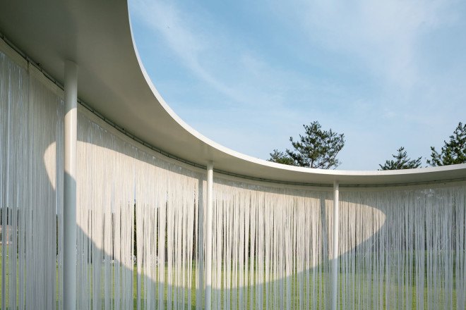 Oasis pavilion, OBBA, Seoul, South Korea, Alvaro Siza, Amore Pacific Research and Design Center, temporary pavilion, temporary architecture, temporary shelter, outdoor exhibition, art exhibition