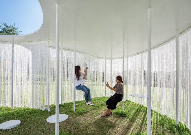 Oasis pavilion, OBBA, Seoul, South Korea, Alvaro Siza, Amore Pacific Research and Design Center, temporary pavilion, temporary architecture, temporary shelter, outdoor exhibition, art exhibition