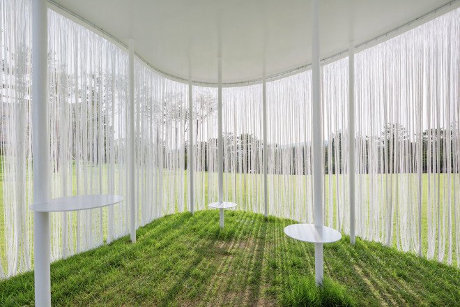 Oasis pavilion, OBBA, Seoul, South Korea, Alvaro Siza, Amore Pacific Research and Design Center, temporary pavilion, temporary architecture, temporary shelter, outdoor exhibition, art exhibition