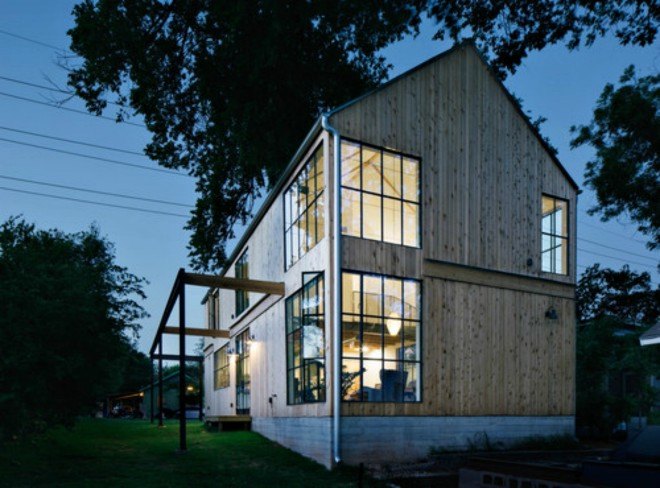 Garden St Home, Pavonetti Architecture, Austin, Texas, texas architecture, architecture, contemporary home design, contemporary interior design, austin homes, austin architecture, cedar siding, pitched roof, barn design, handmade steel staircase,