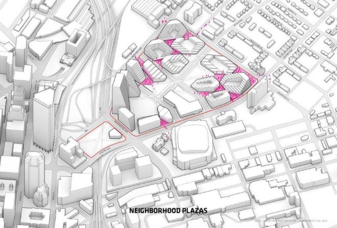 BIG, West 8, Atelier Ten, Pittsburgh master plan, Lower Hill District, Pittsburgh, green master plan, green transporatation, green network, sustainable design, rainwater collection, green roof