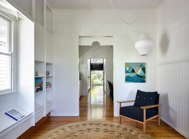 Queensland, Queenslander bungalow, Australia, Vokes and Peters, green renovation, heritage buildings, wooden facade, timber, green extension, timber architecture