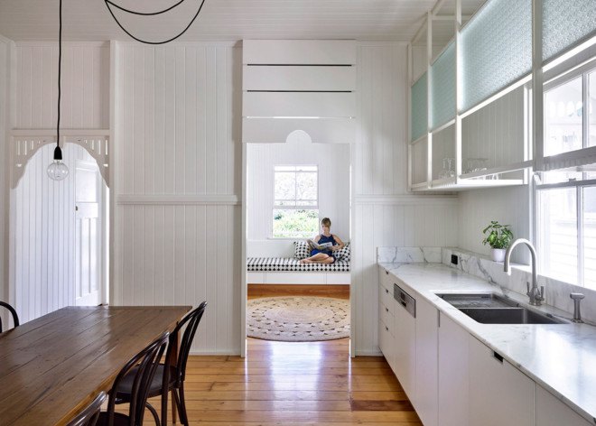 Queensland, Queenslander bungalow, Australia, Vokes and Peters, green renovation, heritage buildings, wooden facade, timber, green extension, timber architecture