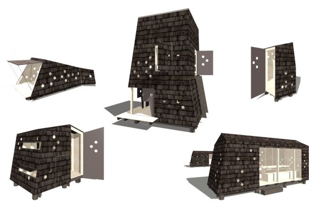LUMO Architects, Shelters by the Sea by LUMO Architects, timber cabins. cabins, Blue Landmarks, South Fyn Archipelago, Fyn, wood tar oil, Denmark, Denmark islands,