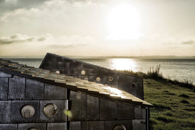 LUMO Architects, Shelters by the Sea by LUMO Architects, timber cabins. cabins, Blue Landmarks, South Fyn Archipelago, Fyn, wood tar oil, Denmark, Denmark islands,