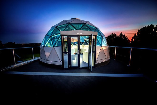 Solardome, science lab, geodesic dome, Solardome science lab, science lab dome, rooftop geodesic dome, Watford Grammar School for Girls, double glazing, insulated panels, electric source air pump