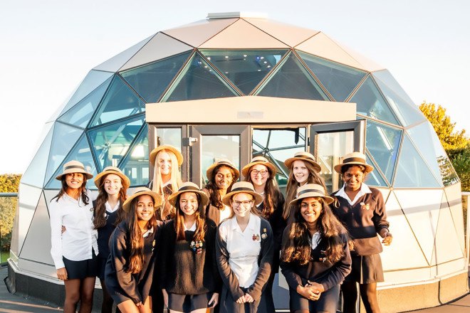 Solardome, science lab, geodesic dome, Solardome science lab, science lab dome, rooftop geodesic dome, Watford Grammar School for Girls, double glazing, insulated panels, electric source air pump