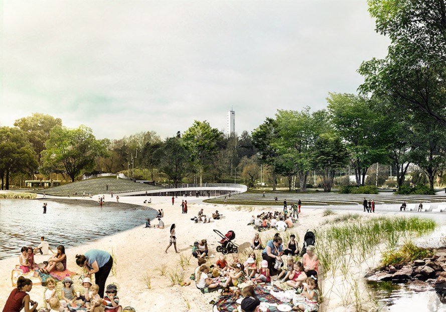 COBE, Dan Stubbergaard, eutrophication, water purification, Helsinki, Helsinki park, stormwater retention, Lundén Architecture, Töölönlahti Bay, Töölönlahti Bay park, Töölönlahti Bay Park by COBE, bio remediation, wetlands