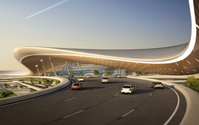 UN Studio, Taiwan Taoyuan International Airport, airport terminal, undulating roof, flexible spaces, small footprint, prefab, green facade, green architecture, Taiwan