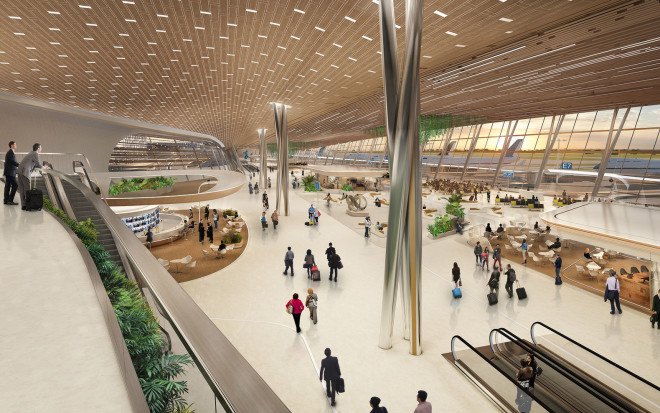 UN Studio, Taiwan Taoyuan International Airport, airport terminal, undulating roof, flexible spaces, small footprint, prefab, green facade, green architecture, Taiwan