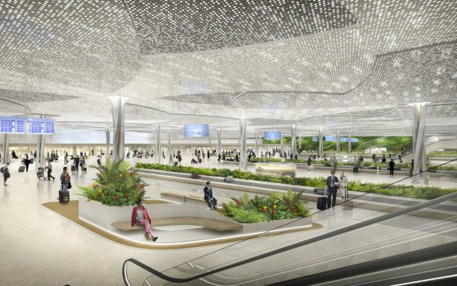 UN Studio, Taiwan Taoyuan International Airport, airport terminal, undulating roof, flexible spaces, small footprint, prefab, green facade, green architecture, Taiwan