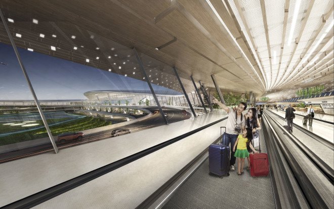 UN Studio, Taiwan Taoyuan International Airport, airport terminal, undulating roof, flexible spaces, small footprint, prefab, green facade, green architecture, Taiwan