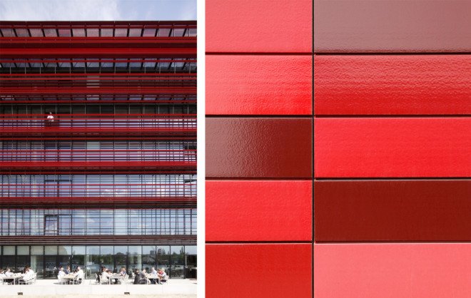 nps tchoban voss, berlin architecture, berlin sustainable architecture, berlin green buildings, red ceramic facade, coca cola headquarters