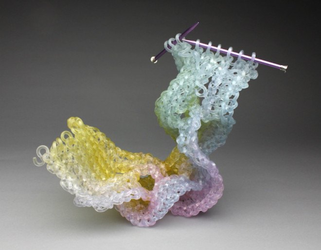 carol milne, glass artist, glass knitting, knitting, art
