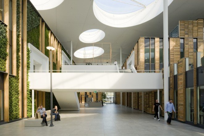 RAU architects, Alliander in Duiven, Alliander in Duiven by RAU Architects, BREEAM-NL, green renovation, vertical gardens, BREEAM, green wall, natural light, energy plus architecture, reader submitted content
