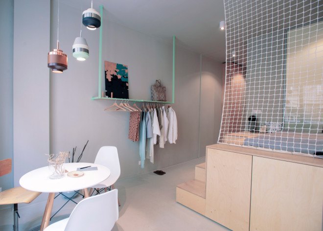 Air bnp by Position Collective, Position Collective, Airbnb, space saving furniture, small apartment design, tiny apartment design, Hungarian art, minimalist design, interior design, modular furniture, plywood