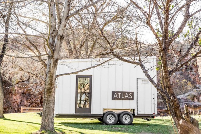 Atlas, Atlas tiny home, tiny house, tiny home, microhome, portable home, mobile home, tiny mobile home, solar powered home, solar powered tiny home, Atlas by F9 Productions, F9 Productions, rainwater collection, photovoltaic system,