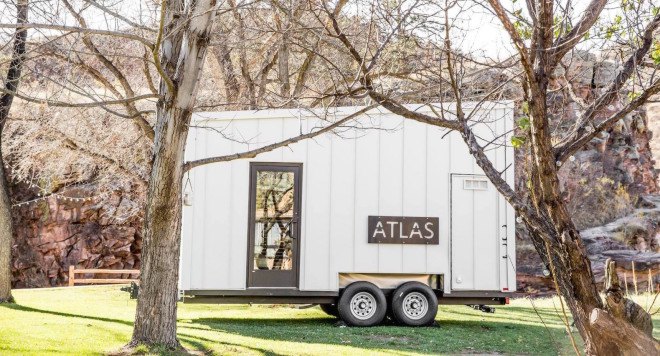 Atlas, Atlas tiny home, tiny house, tiny home, microhome, portable home, mobile home, tiny mobile home, solar powered home, solar powered tiny home, Atlas by F9 Productions, F9 Productions, rainwater collection, photovoltaic system,